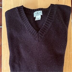 L.L. Bean Men's Dark Brown V-Neck Sweater
